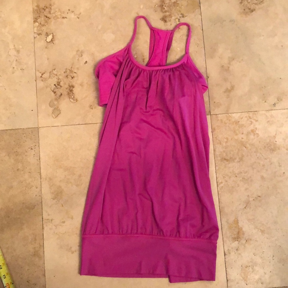 Pink Lululemon tank with built in bra